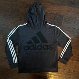 Adidas Youth Tech Fleece Hoodie, Dark Gray Heathered Size Large (14-16)